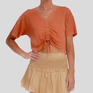 Frame Organic Linen Cinched Front Tee